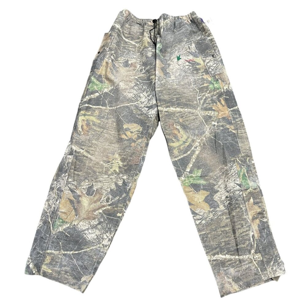Frogg Toggs Mens L Camo Rain Pants Pull on Hunting Realtree Adjustable Zip Ankle